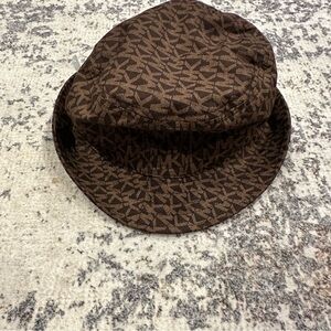 NWT Michael Kors Brown Monogram Bucket Hat—S/M